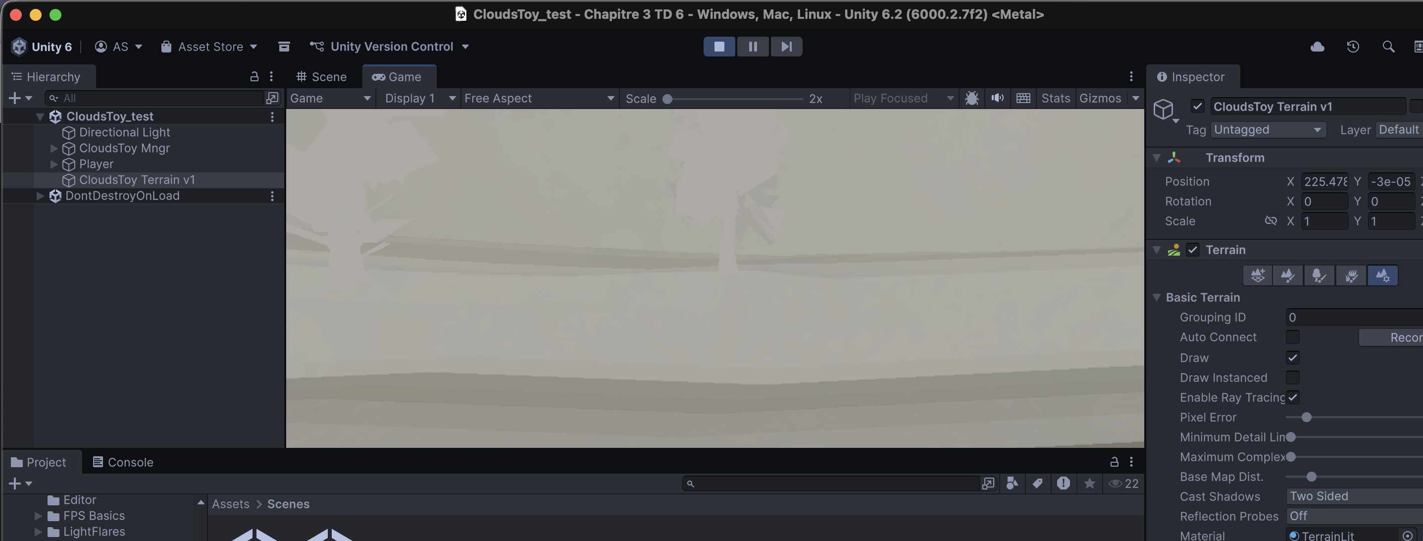 Vue joueur dans les nuages